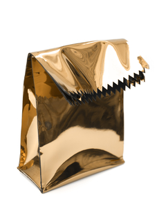 Bolso clutch "This is not a paper bag" dorada