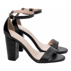 Sandália Feminina Napa-Croco Preto TORRICELLA - 8060D - Lu.com Variedades