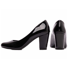 Sapato Scarpin Bico Redondo Verniz Preto TORRICELLA - 700A - Lu.com Variedades