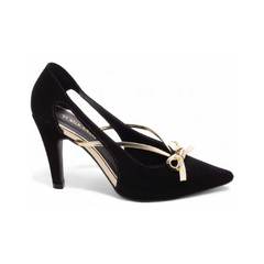 Sapato Scarpin Nobuck Preto e Metalizado TORRICELLA - 67076A