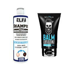 Kit Shampoo Crescimento Capilar Elfa e Balm Barber Tróia Hair