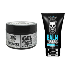 Kit Gel Fixador Kings e Balm Barber Tróia Hair