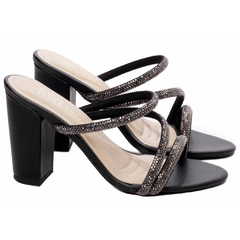 Sandália Tamanco Feminino com Strass TORRCIELLA - 8095A - Lu.com Variedades