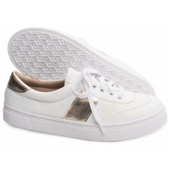 Tênis Feminino Branco e Dourado TORRICELLA - 5000-12B - Lu.com Variedades