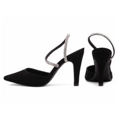 Sapato Scarpin Nobuck Preto com Strass TORRICELLA - 67080A - LU.COM Variedades