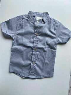 Camisa Social - Linho- Gola Padre Cinza - comprar online