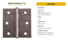 BISAGRA RESIDENCIAL 3"X3" S/BALERO ACERO PULIDO S/T MOD. 7200 - comprar en línea