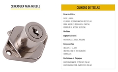 CERRADURA PARA MUEBLE CILINDRO 6342 - comprar en línea