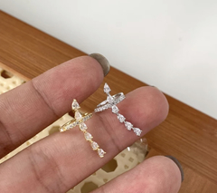 Pendiente zircón cruz plata - comprar en línea