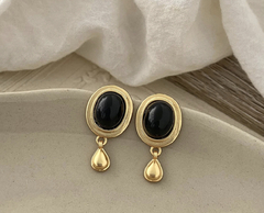 Pendientes forma de gota negra