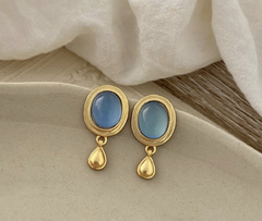 Pendientes forma de gota azul