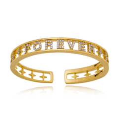 Bracelete dourado rígido “FOREVER”