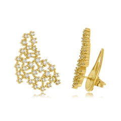 Brinco Earcuff dourado com chatões