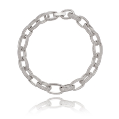 Pulseira elos cravejados prata 925