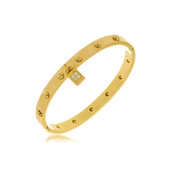 Bracelete dourado com mini cadeado