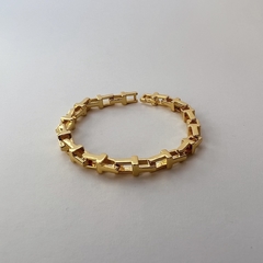 Pulseira dourada articulada com elos em T - Mariamour Joias