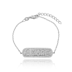 Pulseira plaquinha AMORE com cravação - comprar online