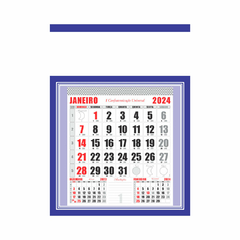 Calendario 2024-Folhinha comercial com bloco 12 meses - 27x37 cm