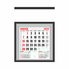 Calendario 2024-Folhinha comercial com bloco 12 meses - 27x37 cm - bambrindes