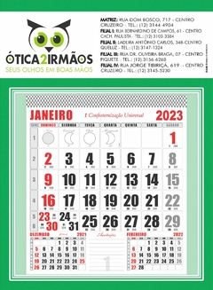Calendario 2024-Folhinha comercial com bloco 12 meses - 27x37 cm - bambrindes