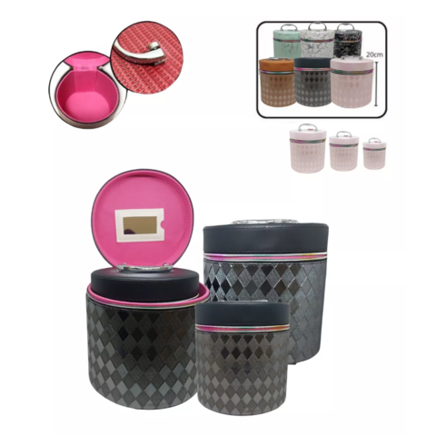 Set X3 Porta Cosmeticos Cilindrico