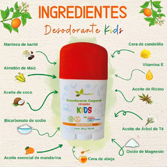 Desodorante natural corporal en barra - niños unisex - mandarina - comprar en línea