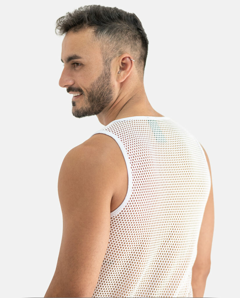 Men's Fishnet T Shirts Mesh Tops Sleeveless Tank Muscle Short