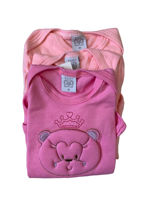 Kit 3 peças Soninho Gostoso Body Bebe Manga Curta Menina Rosa Branco  Amarelo Malha Suedine Algodão Alta Qualidade - Pityticos Moda Infantil