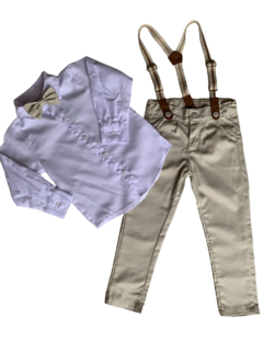 Conjunto Infantil Gijo Kids Camisa Botões + Calça + Suspensório