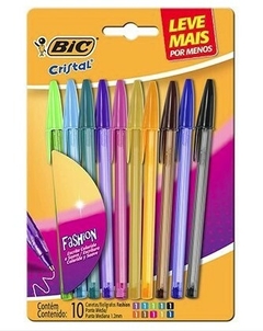 Caneta Esferográfica 10 Cores Bic Cristal Fashion