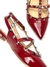 Bianca - Sapatilha Slingback Salto 2cm Bico Fino Marsala com Tachas Douradas - comprar online