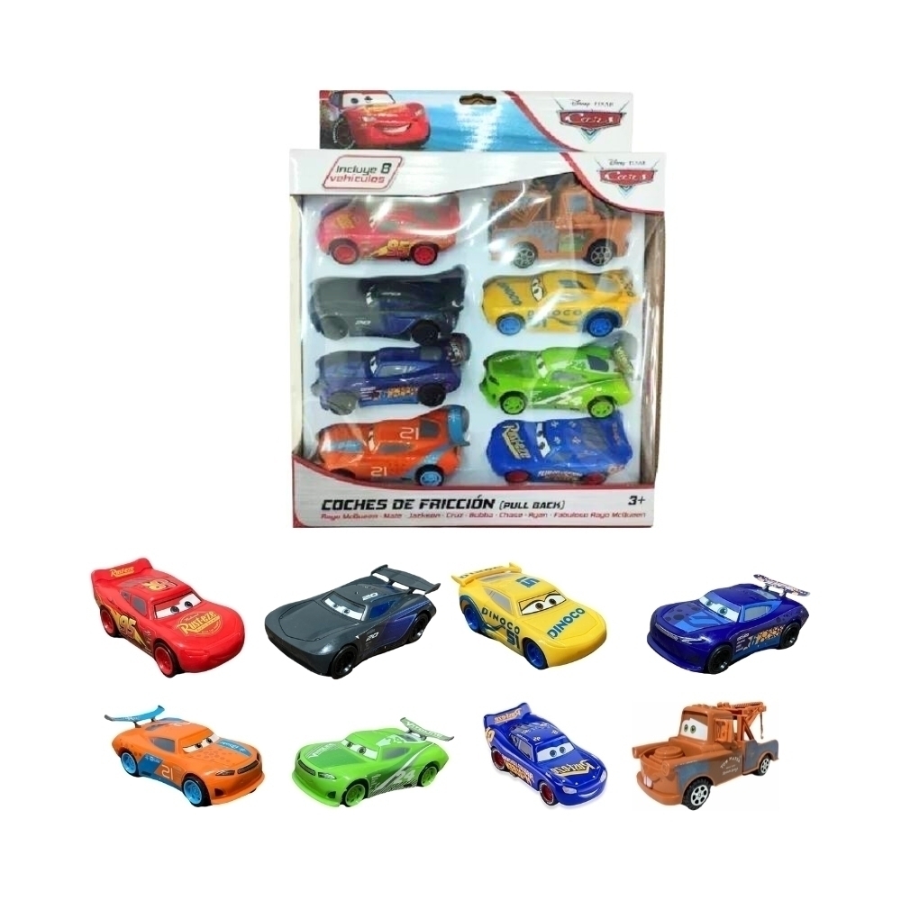 Toymark Cars Set Vehículos de Fricción Rayo Mcqueen, Jackson, Cruz