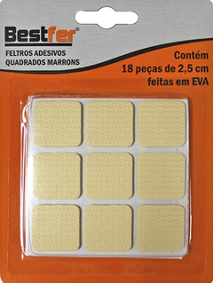 Adesivo Protetor EVA Quadrado 18 Peças Marrom 2,5CM 8G - Bestfer