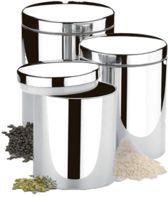 CONJUNTO DE POTES PARA MANTIMENTOS COM TAMPA, 3 PEÇAS, SUPREMA, BRINOX