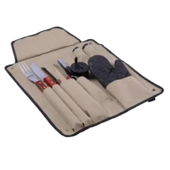 KIT CONJUNTO FAQUEIRO CHURRASCO MOR 8 PEÇAS FACA GARFO INOX