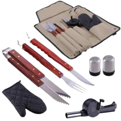 KIT CONJUNTO FAQUEIRO CHURRASCO MOR 8 PEÇAS FACA GARFO INOX - comprar online