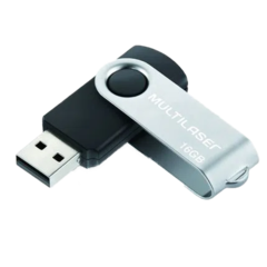 Multilaser - PD588 Pen Drive Twist 16GB USB Leitura 10MB/s e Gravação 3MB/s Preto