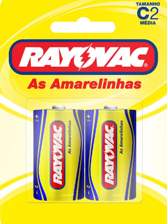 PILHA COMUM C MEDIA C2, com 2, 10198, Rayovac, Amarelo