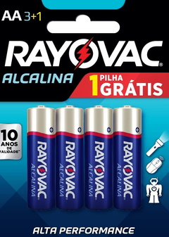 Pilha, Rayovac, Alcalina 208013, Azul, Aa, Pequena, Pacote de 4