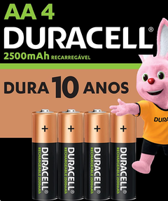 Pilha Recarregável AA Pequena DURACELL Com 4 Unidades