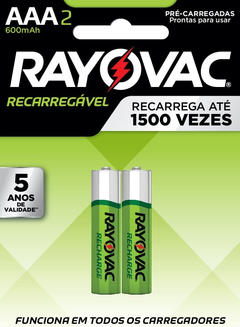 PILHA RECARREGÁVEL ECO AAA com 2 600MAH 55902, RAYOVAC, Amarelo