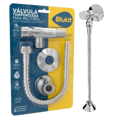 Válvula Para Mictório Temporizada Com Canopla e Ligação Flexível 30cm blukit