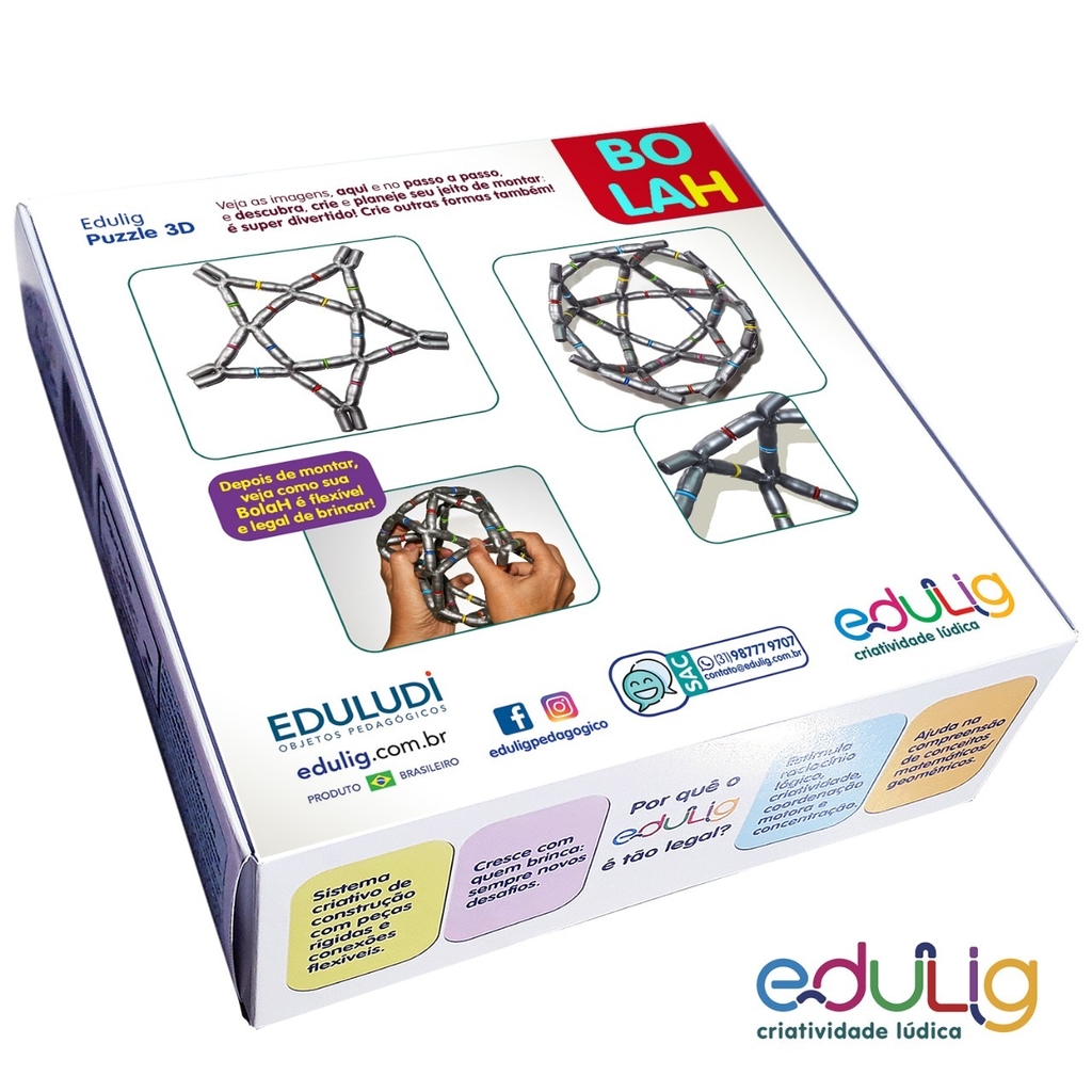 Quebra-cabeça Edulig Puzzle 3D Bola 5 - 90 peças e conexões - 6 cores -  Edulig, Kits pedagógicos e lúdicos, Puzzles 3D