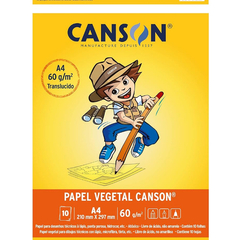 PAPEL VEGETAL CANSON ESCOLAR 10FLS A4 60MG2