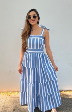 Vestido em Tricoline Listrado na internet