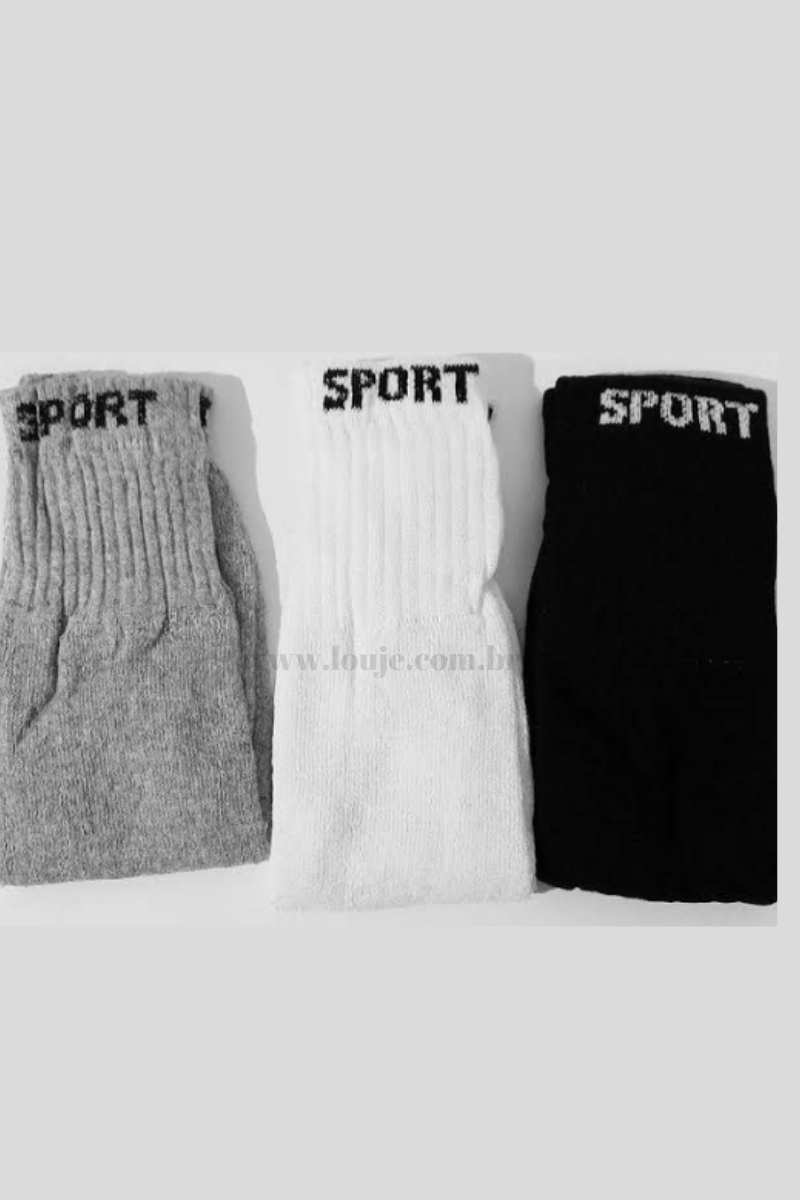 Três pares de meias em piqué de algodão de corte alto unissexo - Meias para  Homem - Novidades 2024
