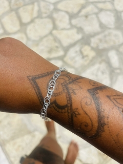 Pulseira de prata elo oval duplo