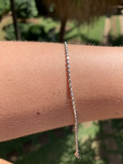 Pulseira de prata miçangas brilhantes