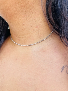 Colar choker de prata labradorita Ateliê Kai Pratas 2 mm - comprar online