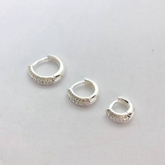 TRIO ARGOLA ZIRCONIAS 3 FILEIRAS Prata 925